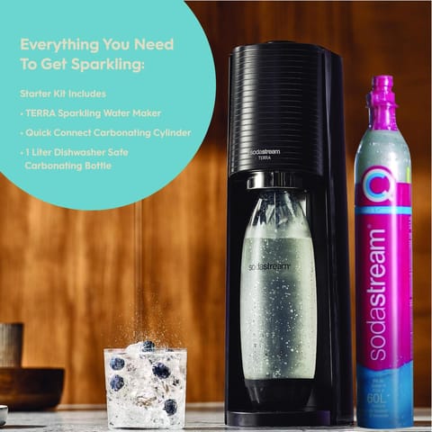 SodaStream Terra Machine Starter Kit Black 1 L Soda Maker Mfr
