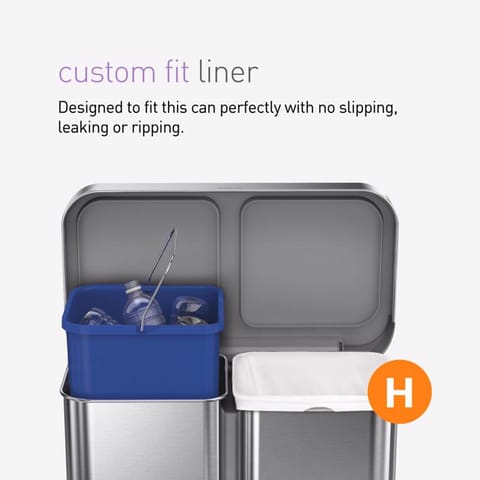 Simplehuman 58 L Metallic Silver Plastic/Stainless Steel Dual