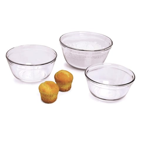 Anchor Hocking 2.5 qt Glass Clear Mixing Bowl Set 3 pc Mfr