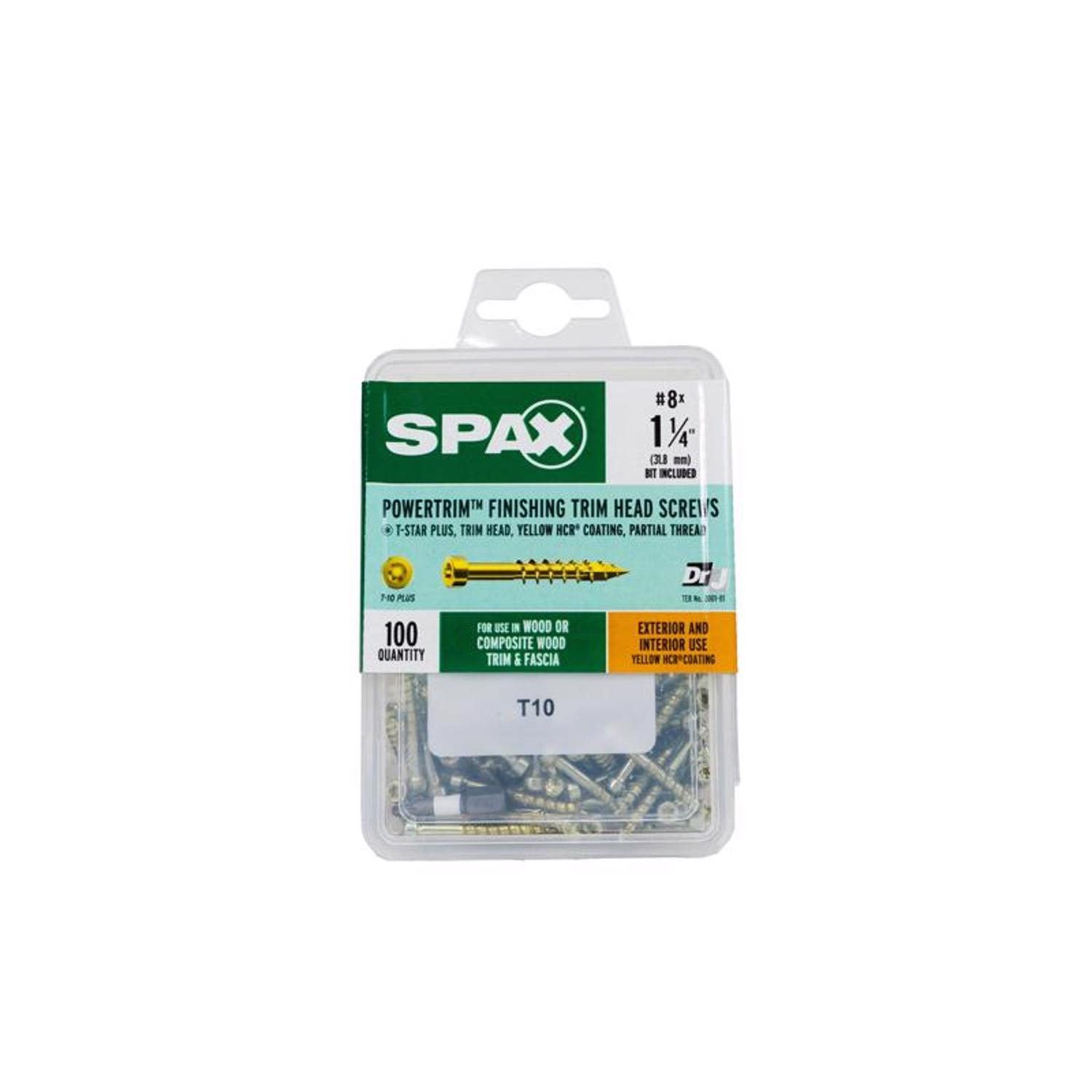 #8 x 1-1/4 in Exterior / Interior Finish Partial Thread Powertrim Trim Head T-Star Plus, 12PK