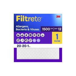 Filtrete 20 in. W X 20 in. H X 1 in. 1500 MPR Pleated Allergen Air Filter 1 pk