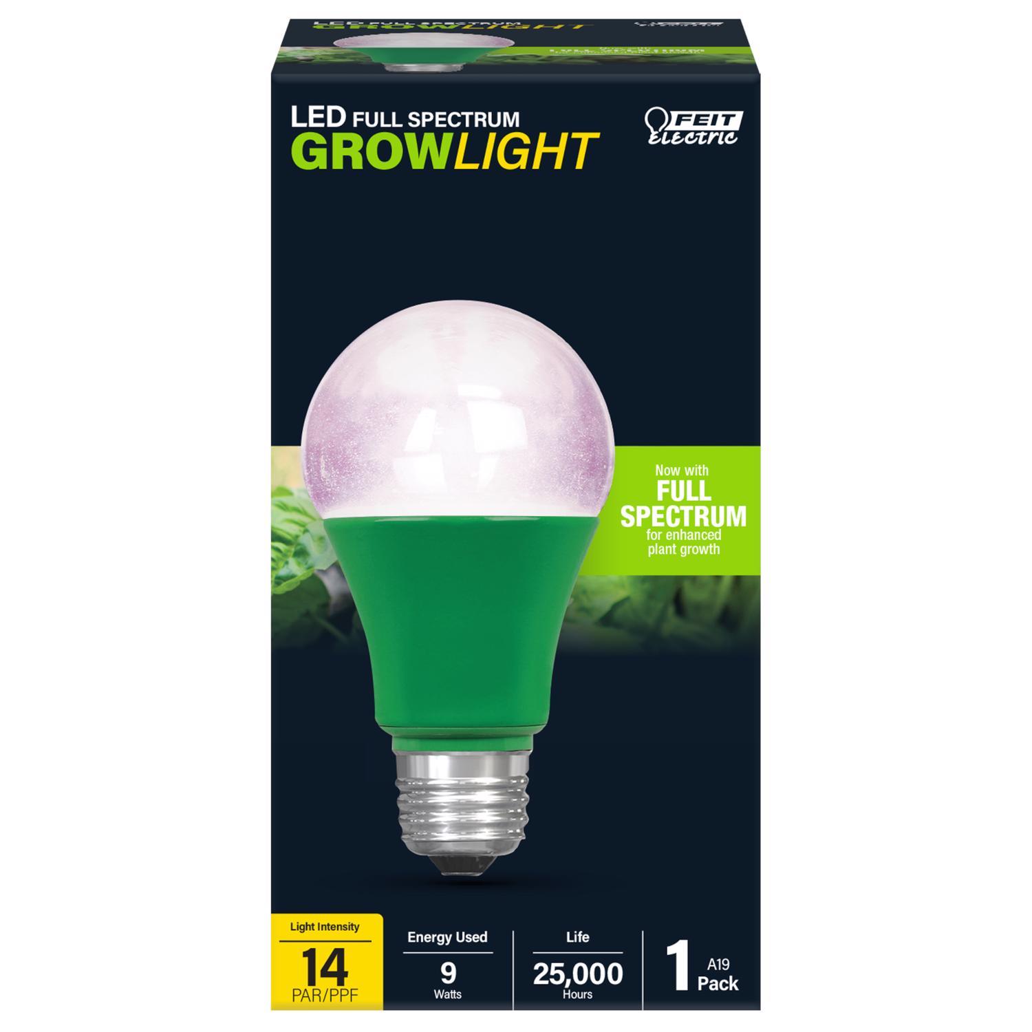 Photos - Light Bulb Feit A19 E26  LED Grow Light White 60 Watt Equivalence 1 pk A19/GROWLEDG2BX(Medium)
