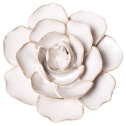 Chive Coastal 1.8 in. H X 3.5 in. L Glazed Ivory Ceramic Ranunculus Wall Flower