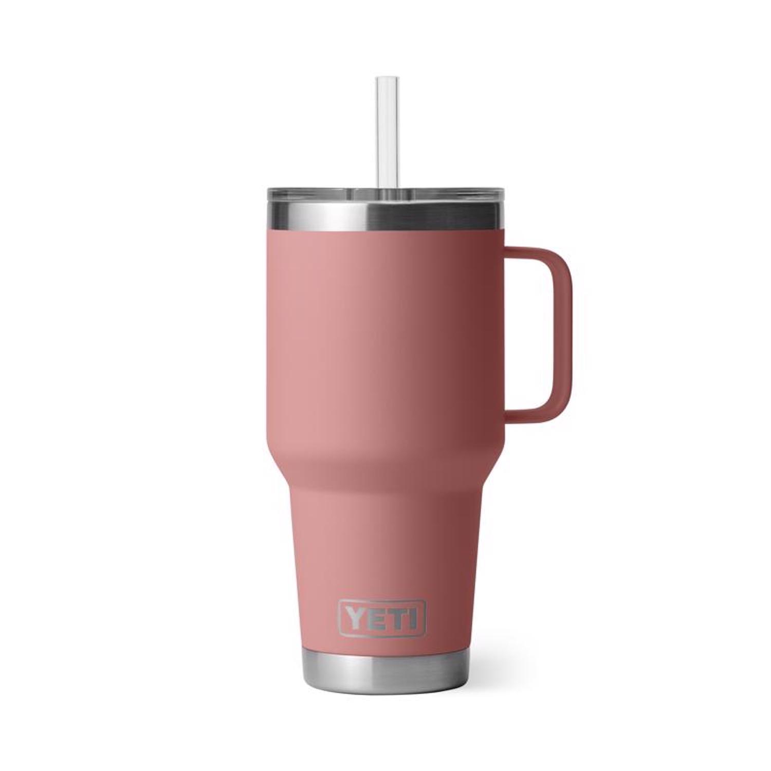 YETI Rambler 35 oz Sandstone Pink BPA Free Straw Mug Mfr