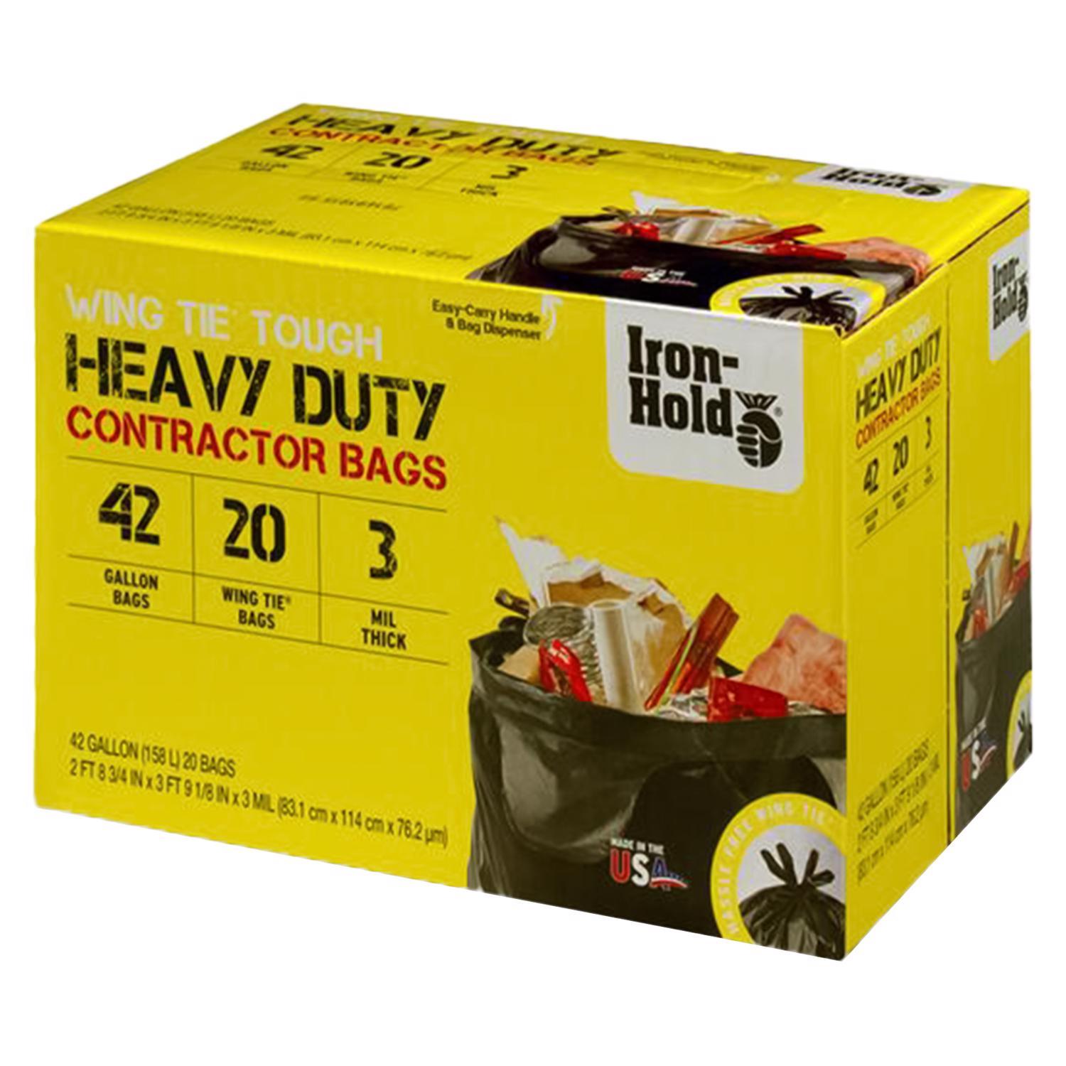 Iron-Hold 42 gal No Scent Contractor Bags Wing Ties 20 pk Mfr