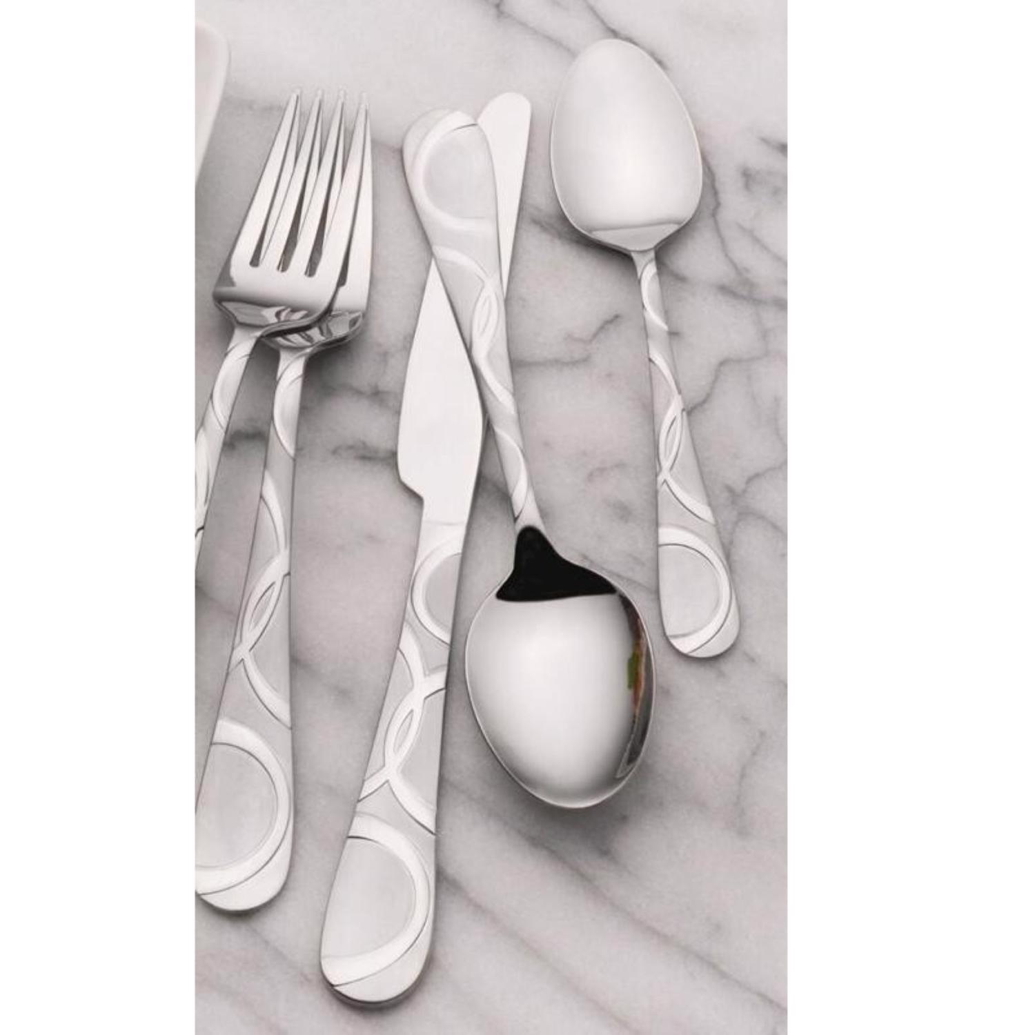 Pfaltzgraff Silver Stainless Steel Swirl Pattern on handle