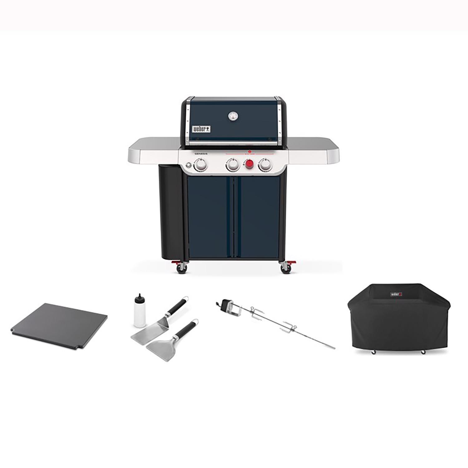 Weber Genesis SA-E-330 LP Grill Bundle: Grill, Cover, Stone, Rotisserie, Tools