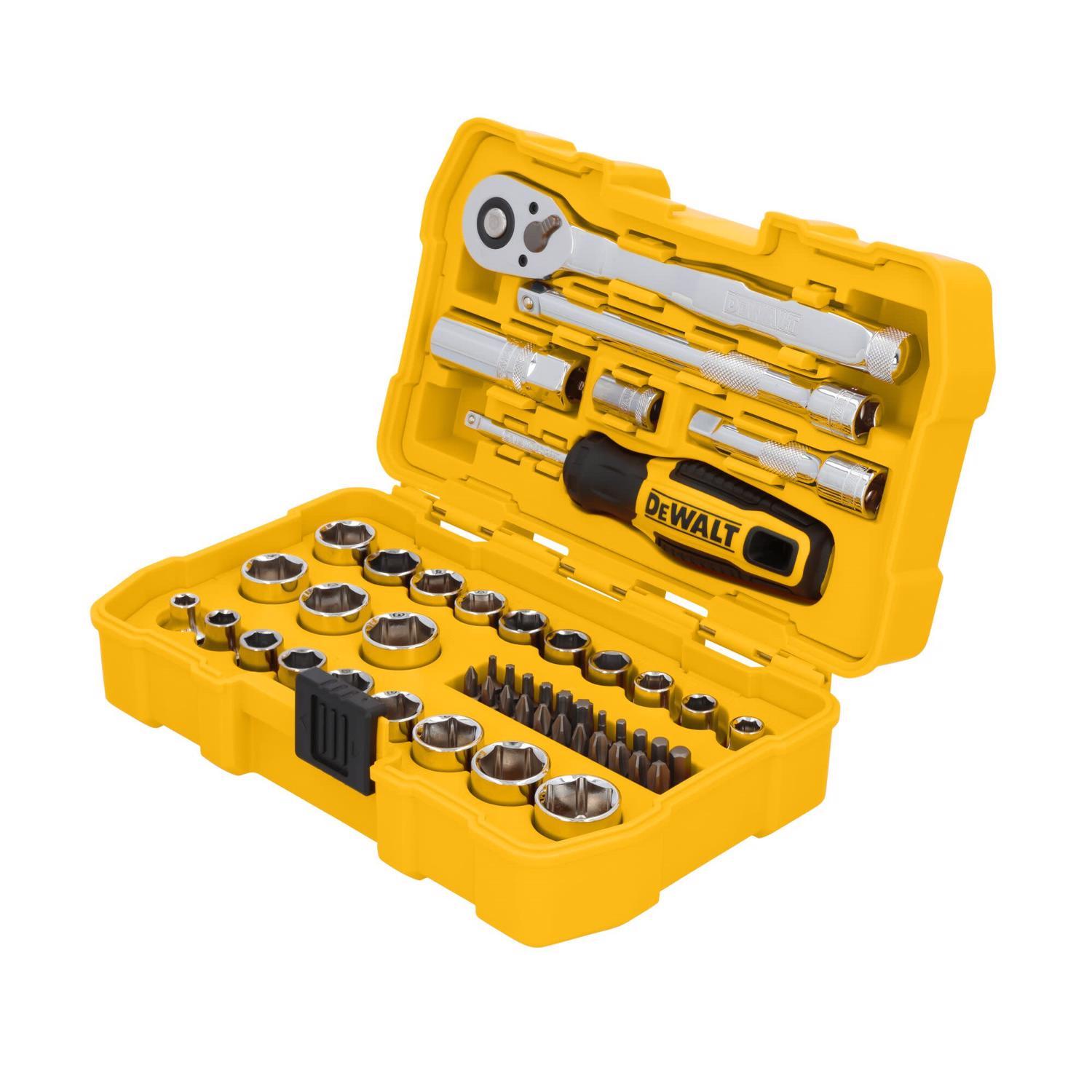 DeWalt 3/8 in. drive Metric/SAE Mechanic's Tool Set 50 pc