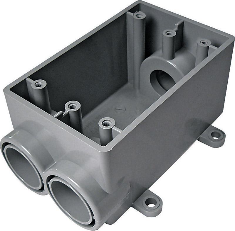 Weatherproof Electrical Box, 20 cu in, FSCC Box Type, 1 Gang, PVC, Rectangular Shape