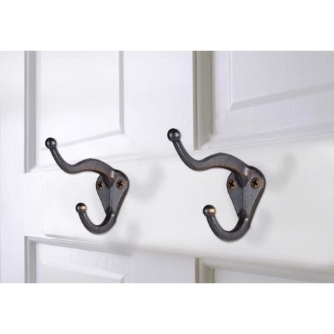 Ace 3 in. L Antique Brass Gold Brass Small Coat and Hat Hook 2 pk