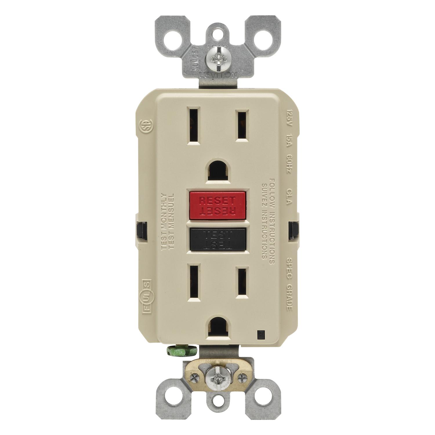 Leviton SmartlockPro 15 amps 125 V Duplex Ivory GFCI Outlet 5-15R 1 pk