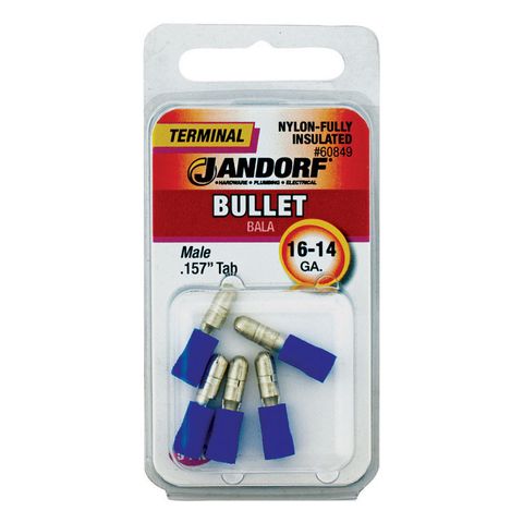 Jandorf 16-14 Ga. Insulated Wire Male Bullet Blue 5 pk Mfr# 60849