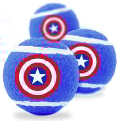 Buckle-Down Marvel Comics For Dog Multicolored Captain America Shield Squeaky Tennis Ball 3 pk