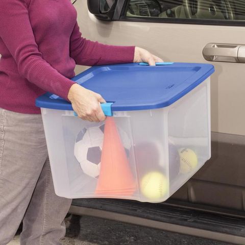 Sterilite 18 gal Blue/Clear Latch Storage Box 13-5/8 in. H X 23-5