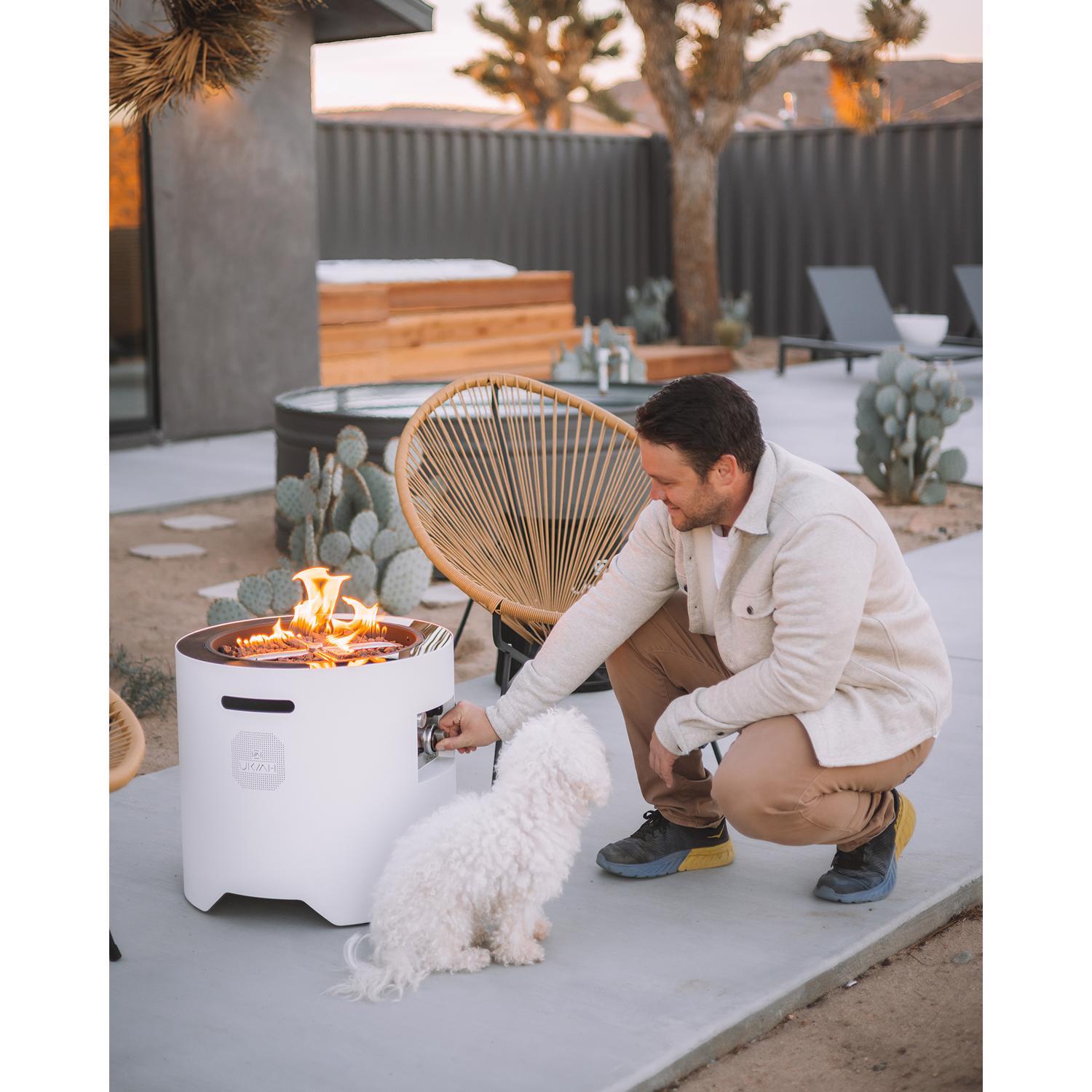 Ukiah Voyager 20 in. W Stainless Steel Round Propane Fire Pit with