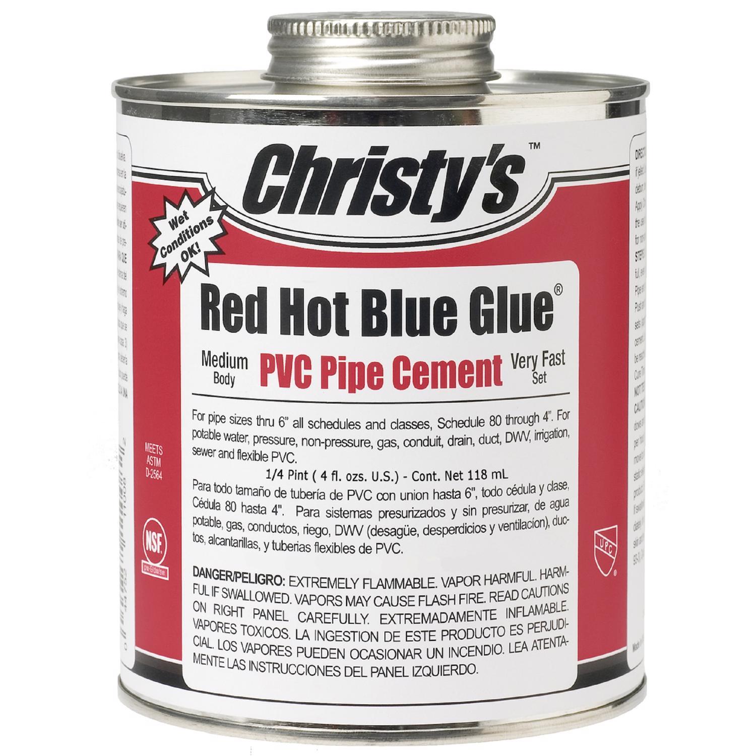 Christy's Red Hot Blue Glue Blue Cement For PVC 4 oz Mfr# 505200