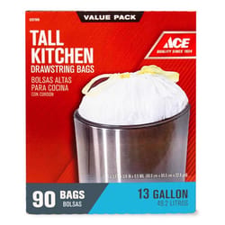 Ace 13 gal. No Scent Tall Kitchen Bags Drawstring 90 pk