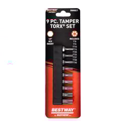Mayhew Bestway Tamper Torx Screwdriver Bit Set S2 Tool Steel 9 pc