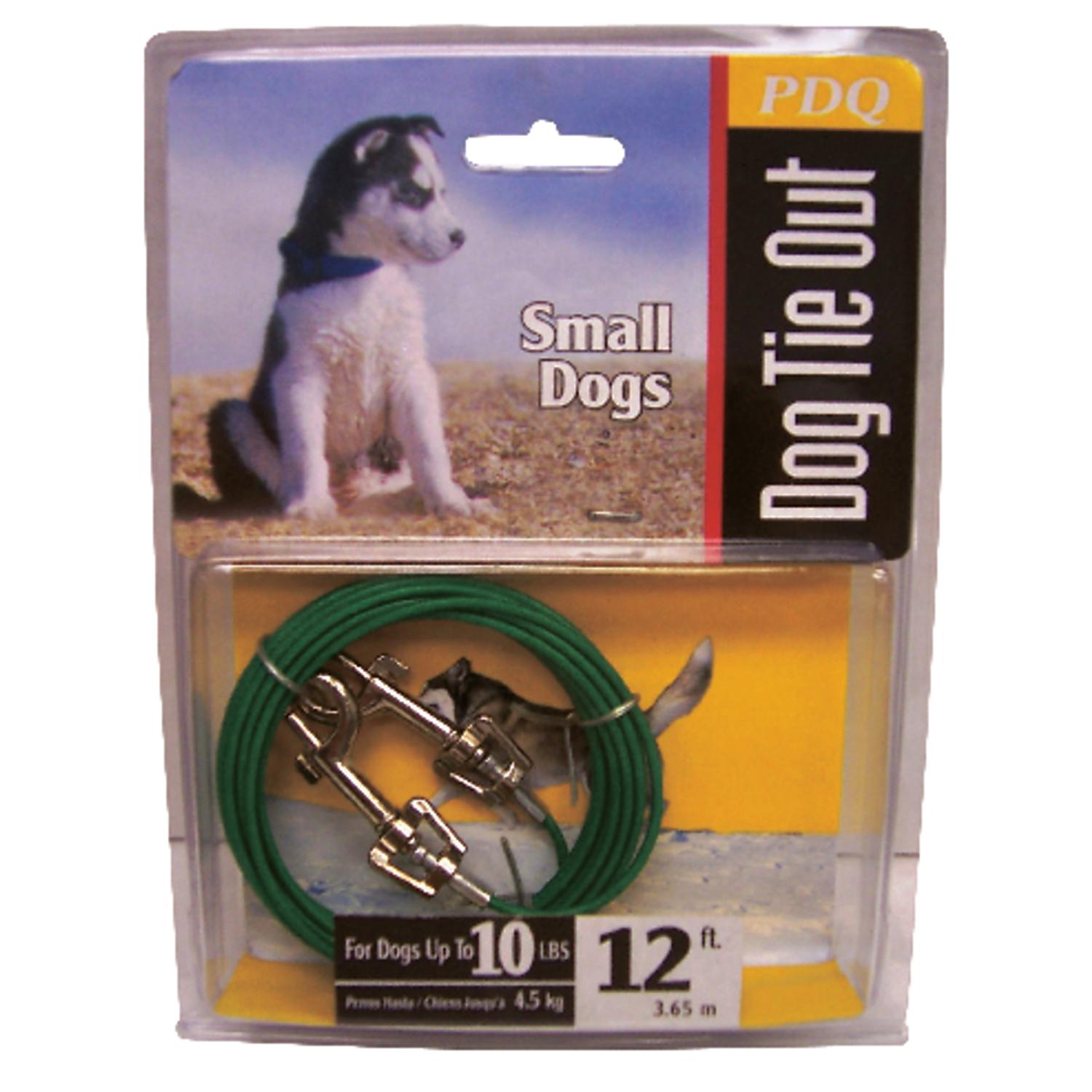 PDQ Green / Silver Tie-Out Vinyl Coated Cable Dog Tie Out Small