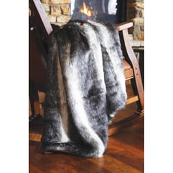 Carstens Inc 60 in. L Black/White Faux Fur Throw Blanket