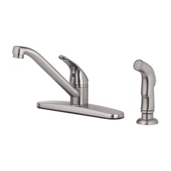 Oakbrook Collection Essentials One Handle Brushed Nickel Kitchen Faucet Side Sprayer Included