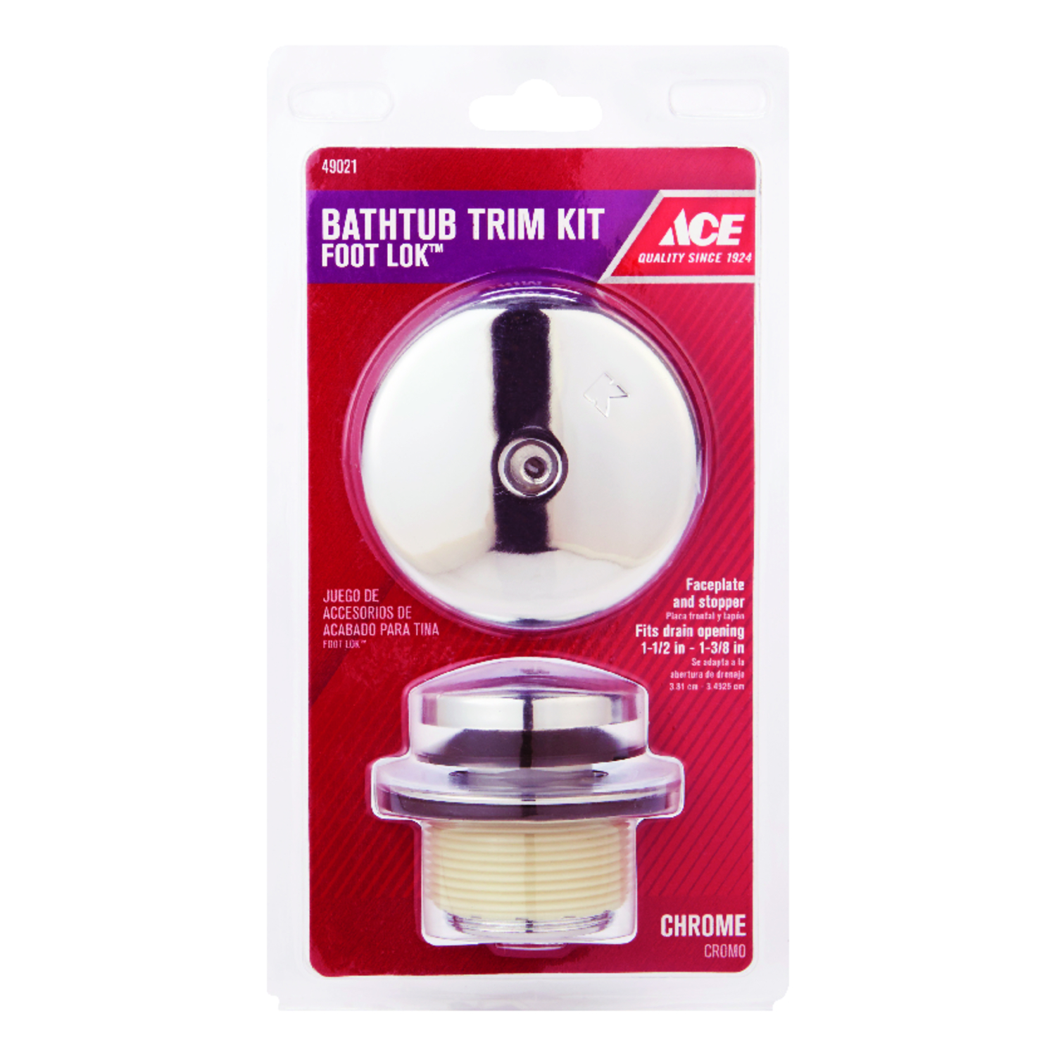 Ace 1 Chrome Plated Foot Lok Stop Bath Drain Trim Kit Mfr# ACE826