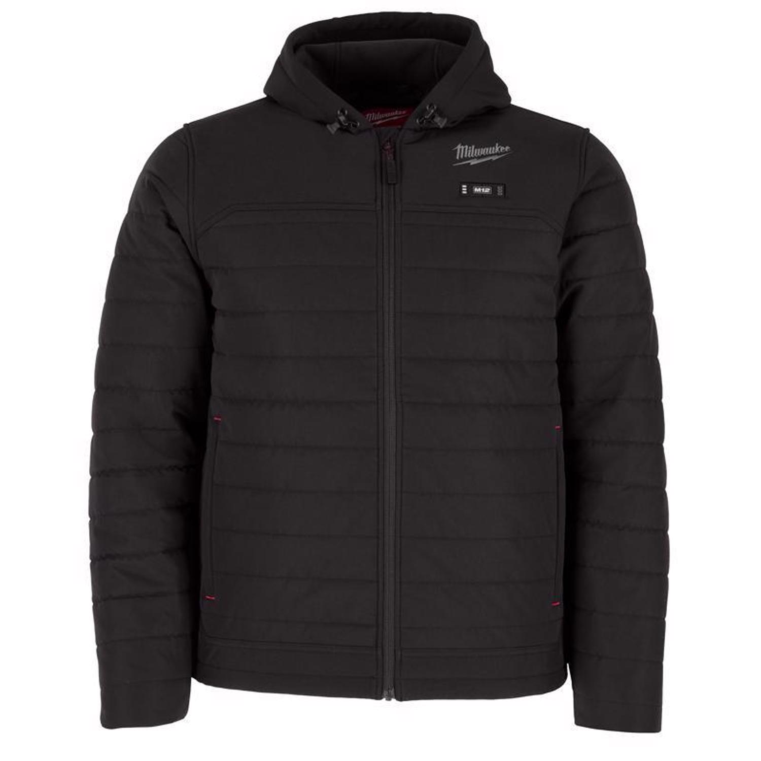 Milwaukee M12 12V Mens Heated Axis Hooded Jacket with Battery, Black, Size Small - M102B-21S