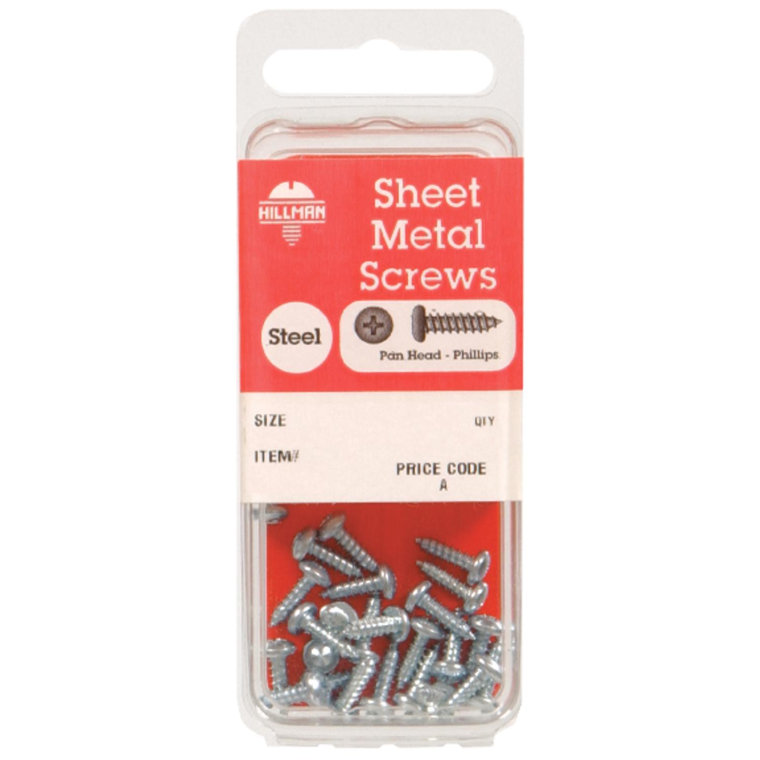 Hillman 8 X 7/8-Inch Pan Head Phillips Sheet Metal Screws - 100-Pack Zinc Plated