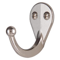 Ace 1-3/4 in. L Satin Nickel Silver Metal Small Garment Hook 2 pk