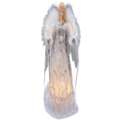 Kurt S. Adler Incandescent Silver/White Angel Tree Topper 9 in.