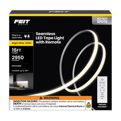 Feit LED 16 ft. L Bright White Plug-In LED Tape Light 1 pk