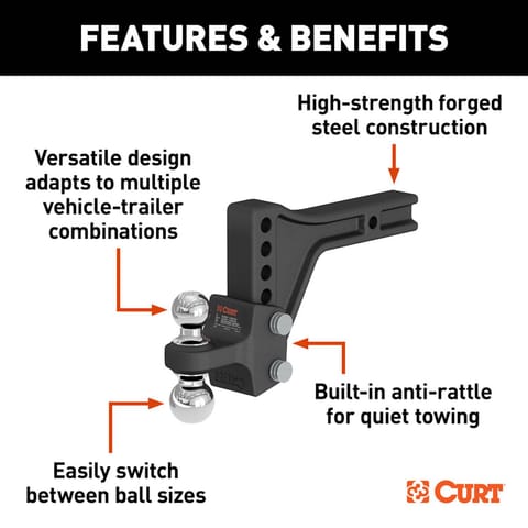 CURT ヒッチマウント ARBロゴ付き CURT 2 in. Dual Ball Mount Mfr# 45935 - Ace Hardware