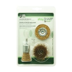 Stay Sharp Wire Wheel Brush Set Brass 12200 rpm 3 pc