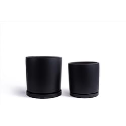 Momma Pots Gemstone Cylinder Porcelain Planter Set Black