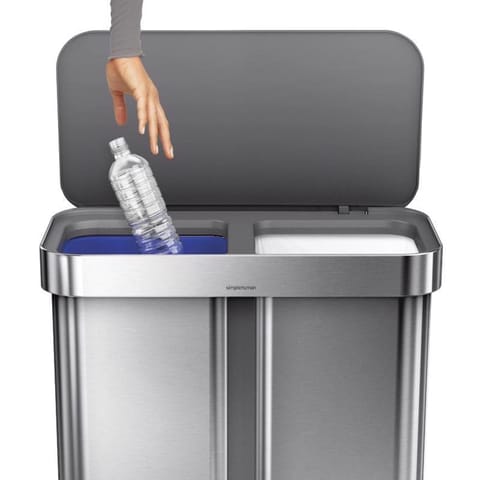 Simplehuman 58 L Metallic Silver Plastic/Stainless Steel Dual