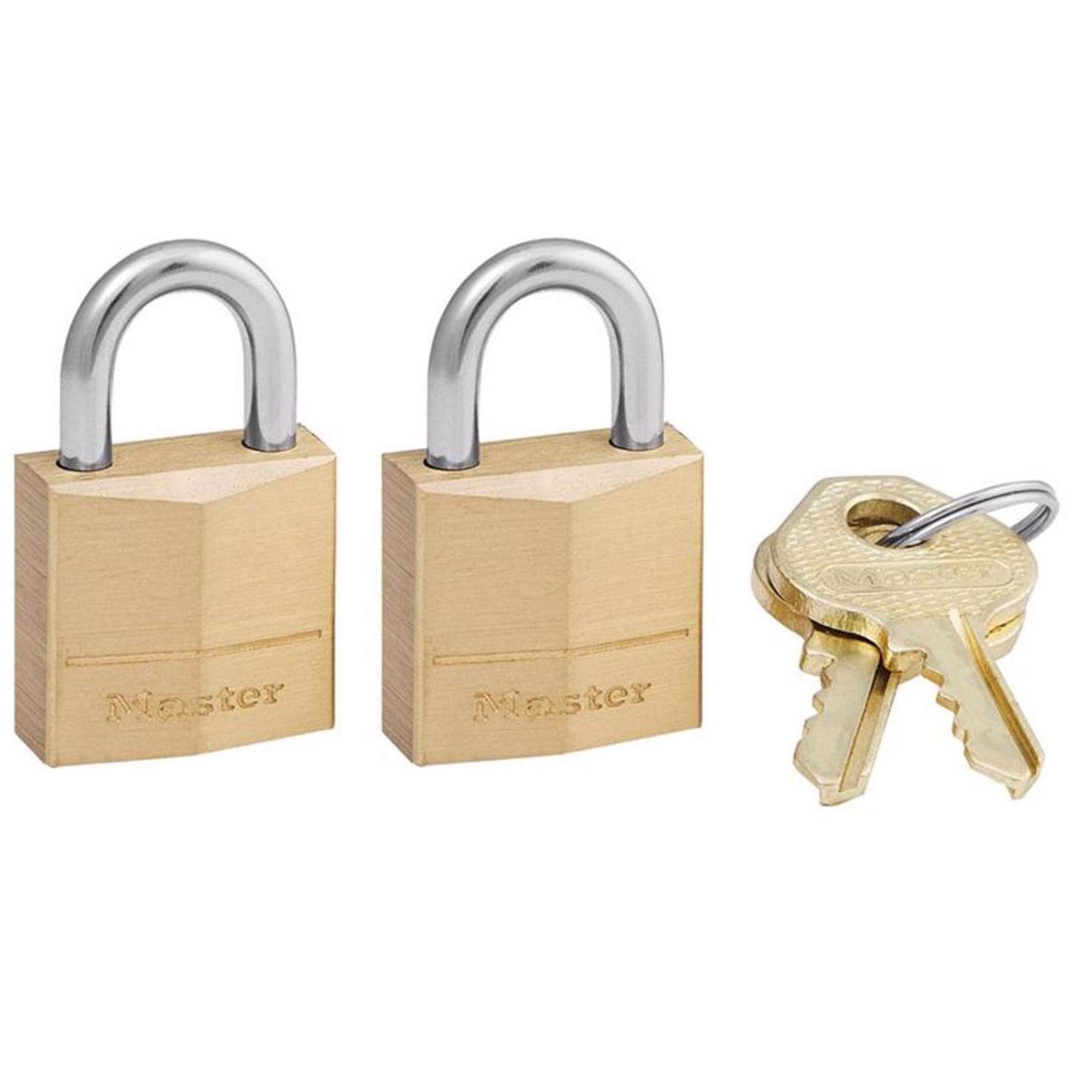 120T Three-Pin Brass Tumbler Locks 3/4 Wide Two Locks and Two Keys per Pack Pack of 4