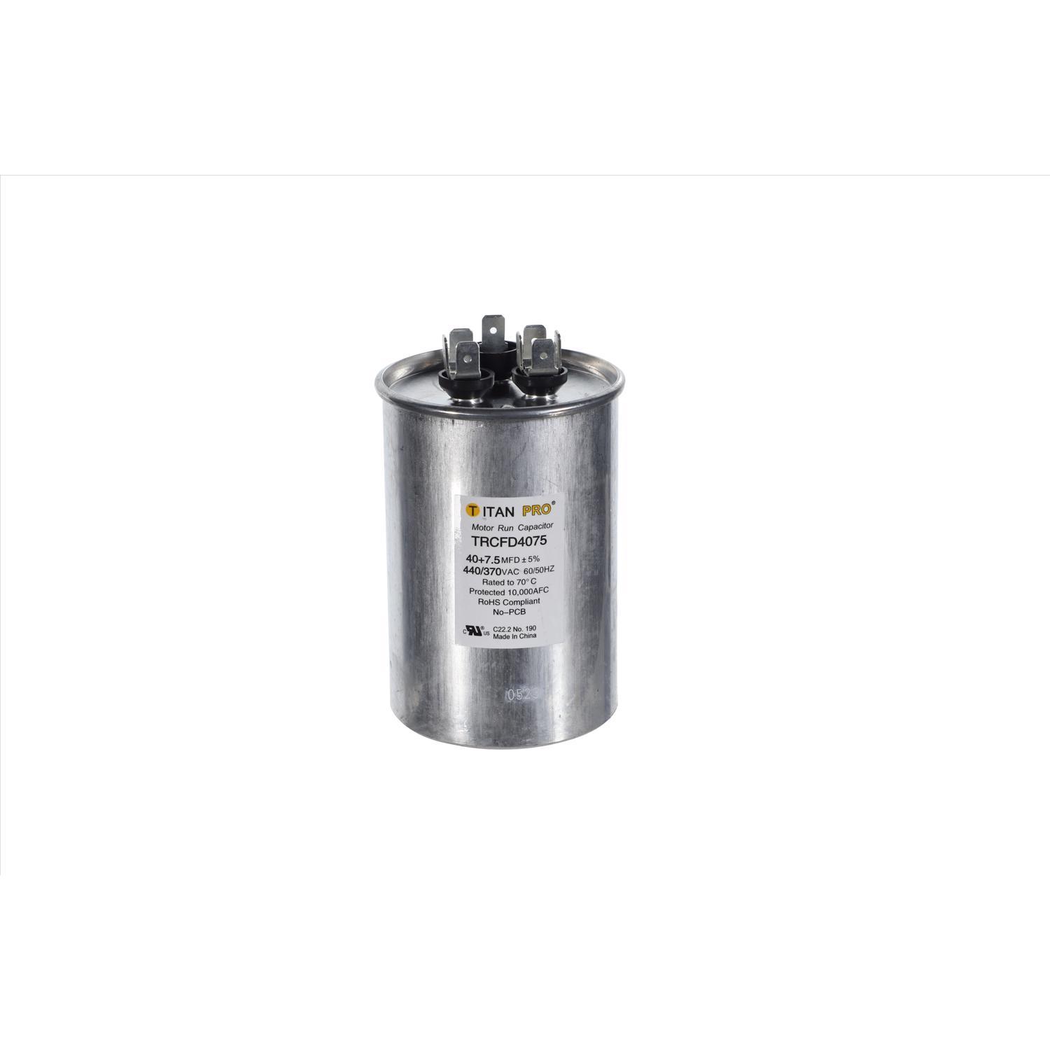 Titan Pro 40+7.5 MFD 440 V Round Run Capacitor Mfr