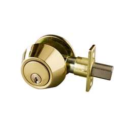 Design House Polished Brass Steel Single Cylinder Deadbolt