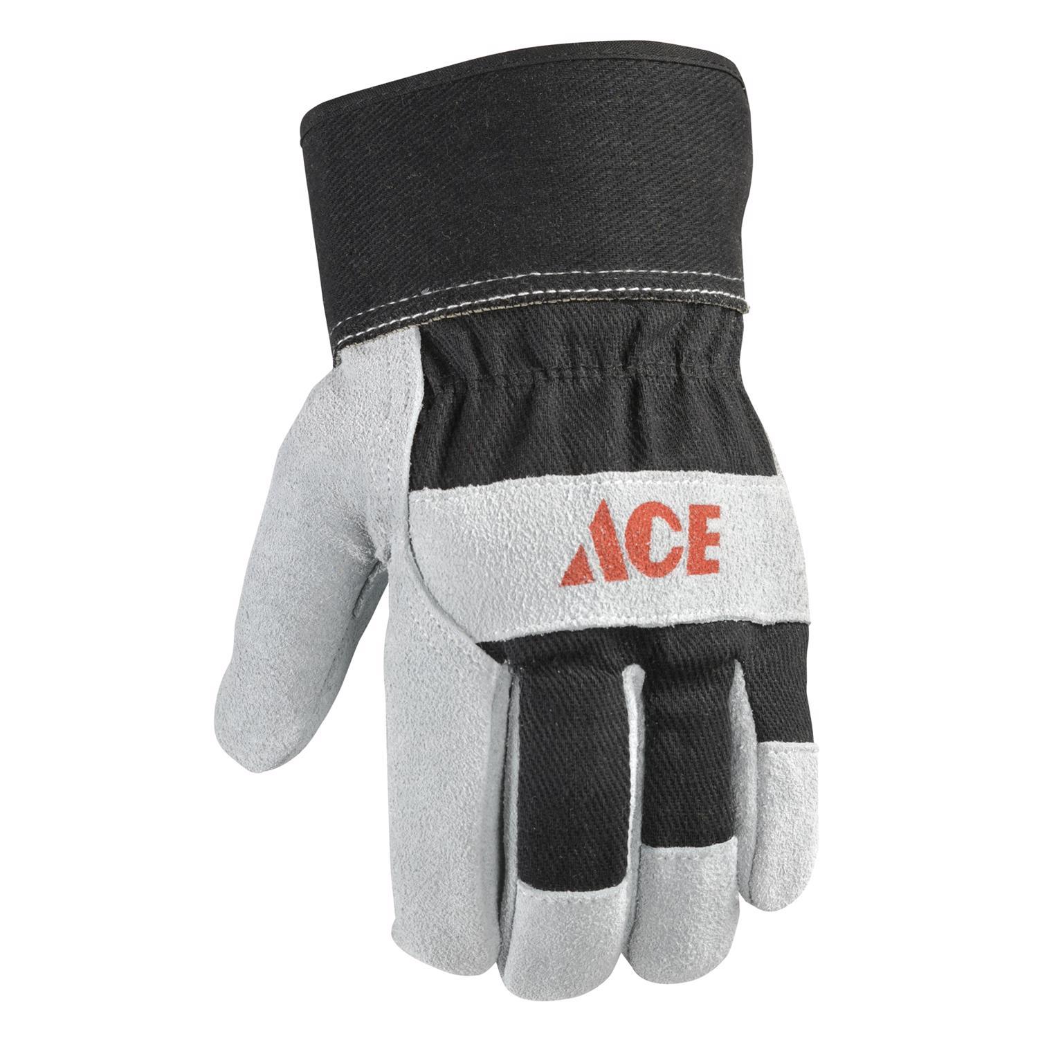 Ace Men's Indoor/Outdoor Work Gloves Black/Gray L 1 pair Mfr