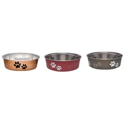 Loving Pets Assorted Bones and Paw Prints Stainless Steel Medium Pet Bowl For Dogs