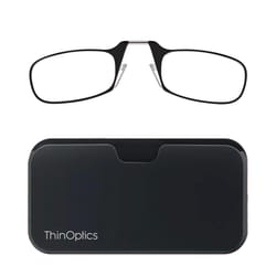 ThinOptics Always With You Reading Glasses with Pod Case Unisex Black Frame +1.50 Strength