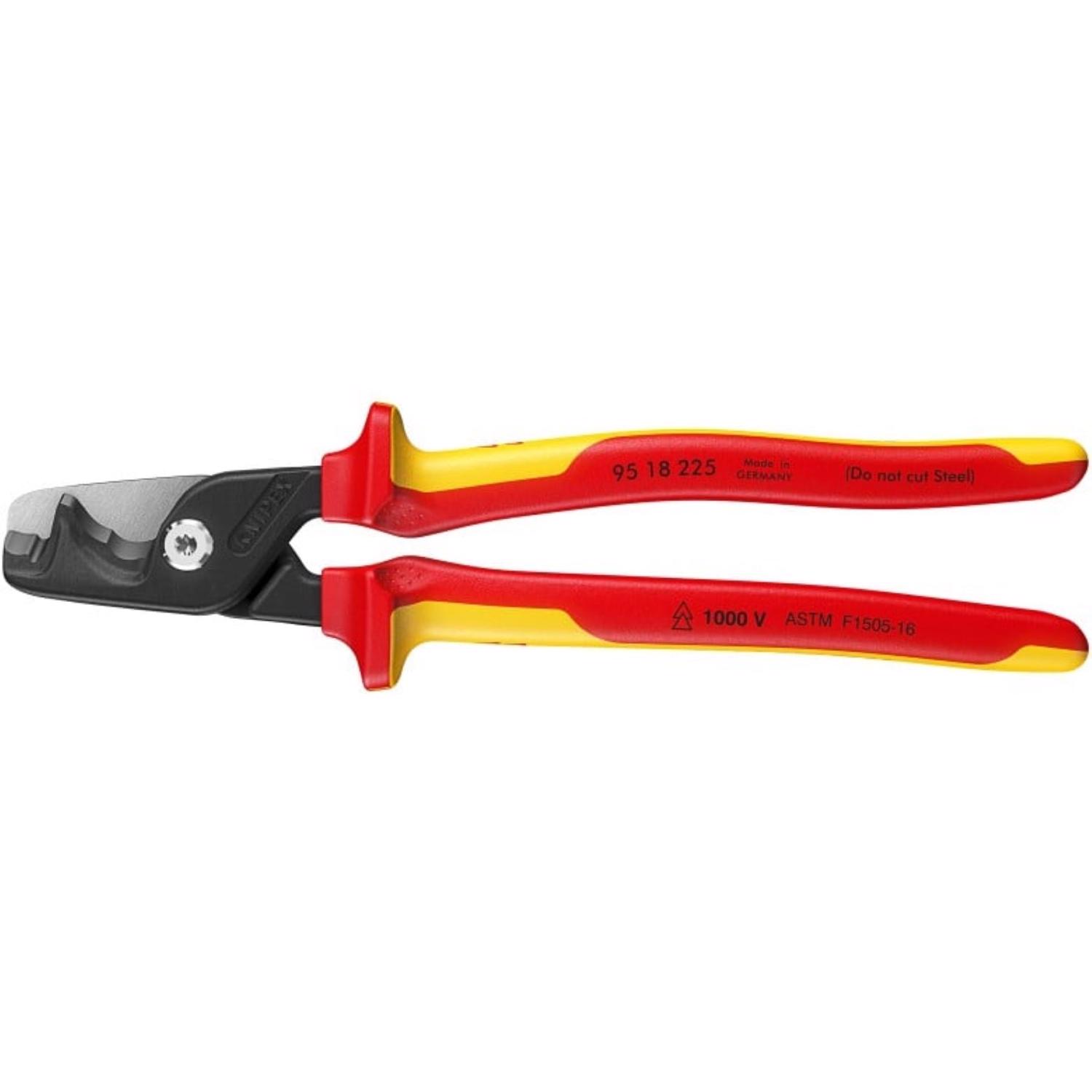 Knipex 9" StepCut XL Cable Shears 1000V Insulated - 95 18 225 SBA