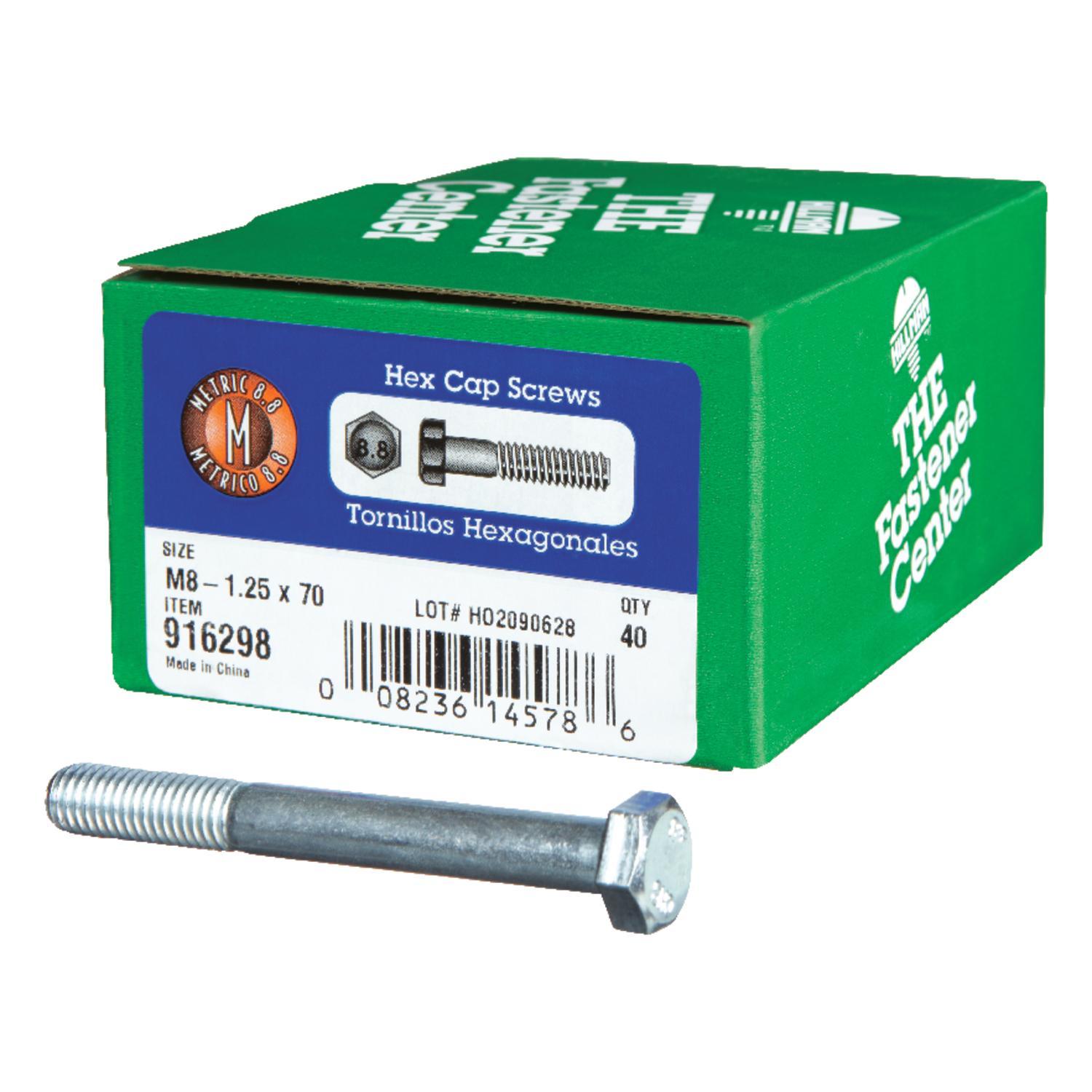 VlERArink39インチ HILLMAN M8-1.25 mm D X 70 mm L Heat Treated Steel Hex Head Cap