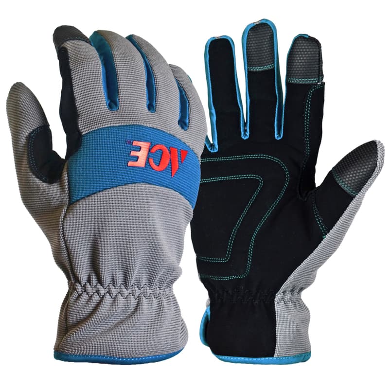 Ace XXL Synthetic Leather Cold Weather Blue/Gray Gloves Mfr# 54564