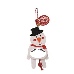 Christmas Dancing Decor Multicolored Blank Snowman Ornament 5 in.