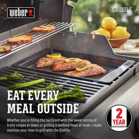 Weber Spirit Cast Iron/Porcelain Grill Top Griddle 17.5 in. L X