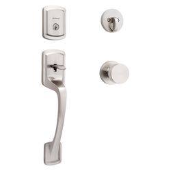 Kwikset Prague Signature Series Contemporary Satin Nickel Entry Handleset 1-3/4 in.