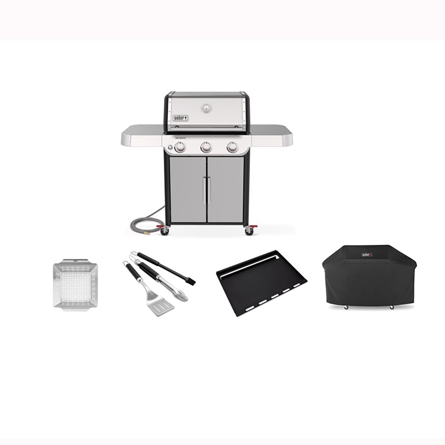 Weber Genesis S-315 NG Grill Bundle: Grill, Cover, Griddle, Tools, Basket