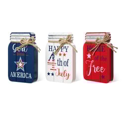Glitzhome Patriotic God Bless America Table Decor MDF 3 pk