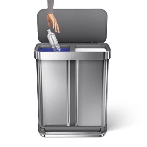 Simplehuman 58 L Metallic Silver Plastic/Stainless Steel Dual